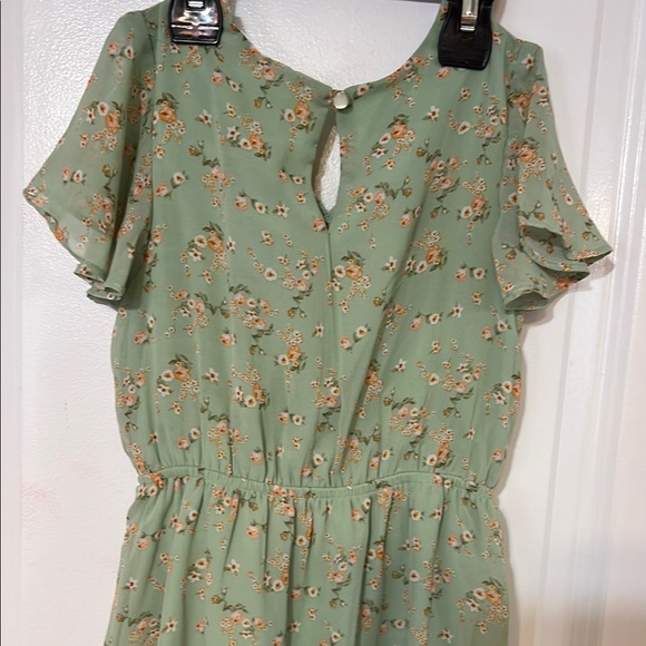 Trende Girl Floral Green Dress with Ruffle Sleeves Size 7 - Picture 8 of 11